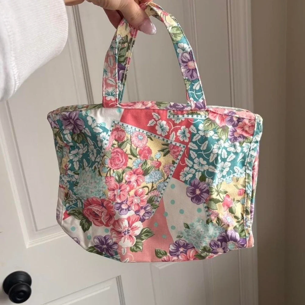 Vintage Floral Patchwork Tote Bag